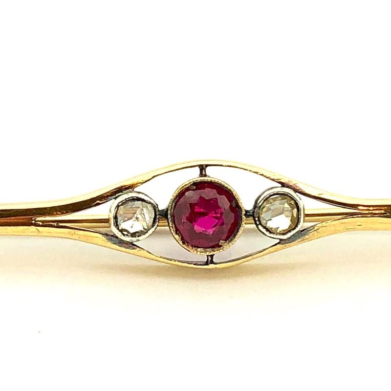 Image 6 of Antique gold brooch with diamond and ruby