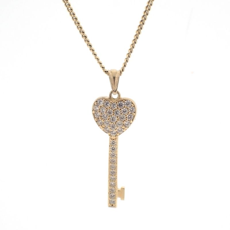 Image 7 of Gold pendant of a key heart with zirconia