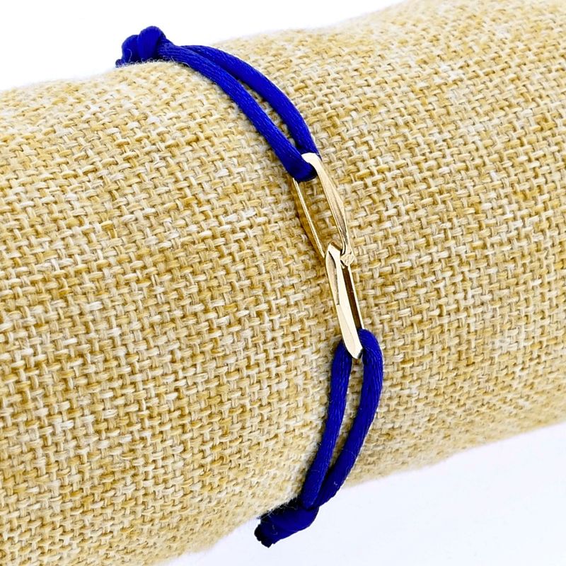 Image 6 of Forever Knots® Handmade Blue Satin Bracelet with Gold Link