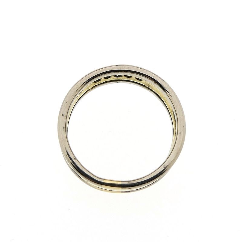 Image 2 of Bicolor wide gold ring with diamond; 0.10 ct.