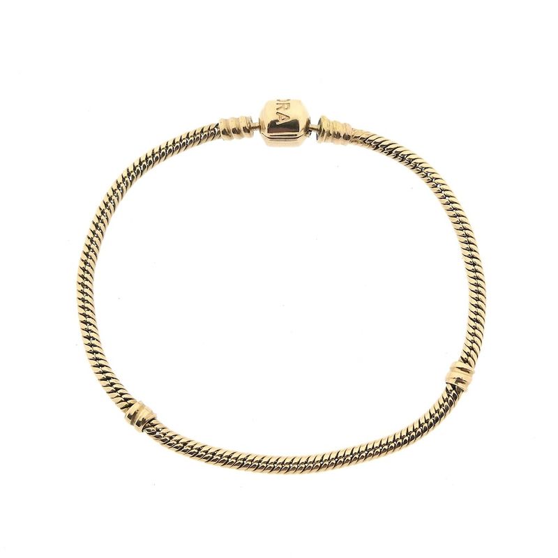 Image 1 of Gold pandora bracelet; Snake Chain | 21.5 cm