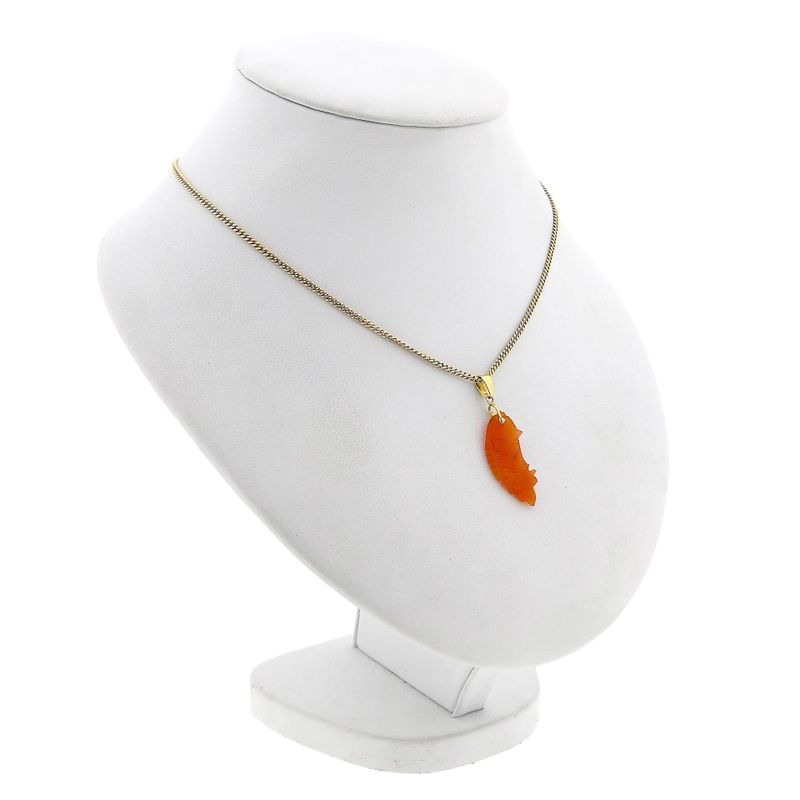 Image 5 of Gold Pendant with Carved Carnelian Fish; 14 Karat