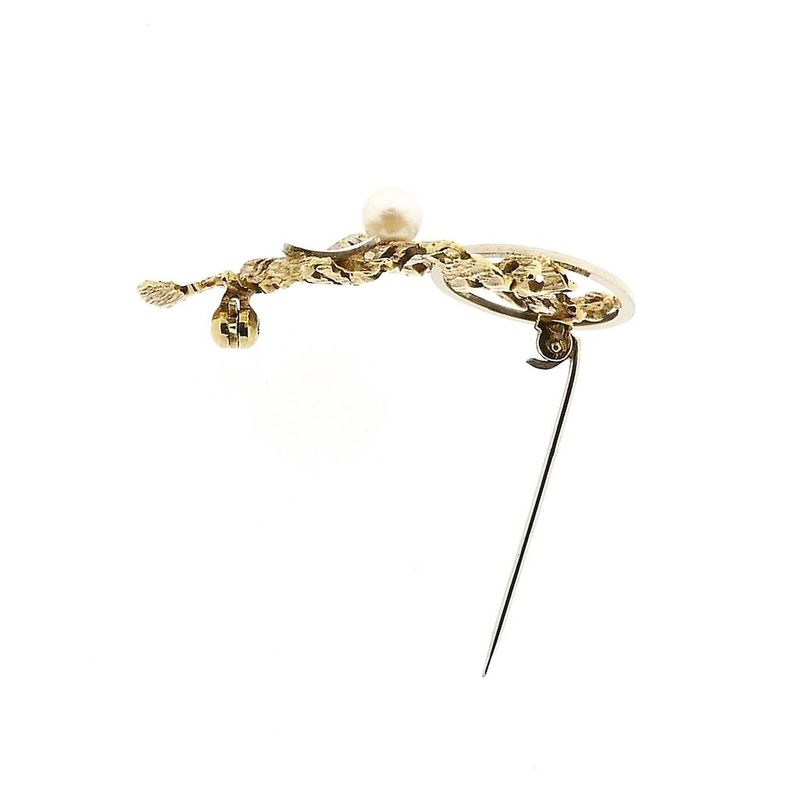 Afbeelding 7 van Bicolor gouden broche met parel