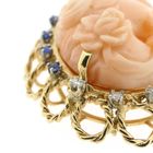 Image 5 of Antique gold pendant with cameo, sapphire and diamonds; 0.21 ct.
