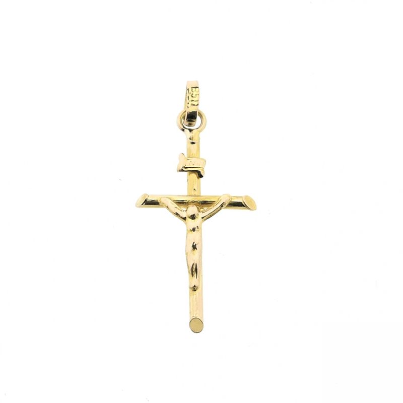Image 1 of Gold pendant of a cross with corpus; INRI