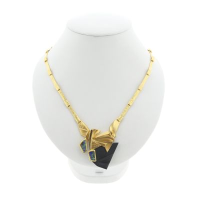 Image 1 of Gold Limited Edition Lapponia necklace with triplet opal and onyx