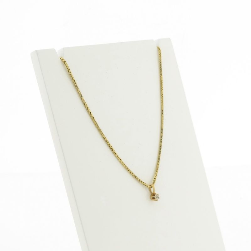 Image 8 of Gold minimalist pendant with diamond | 0.10 ct.