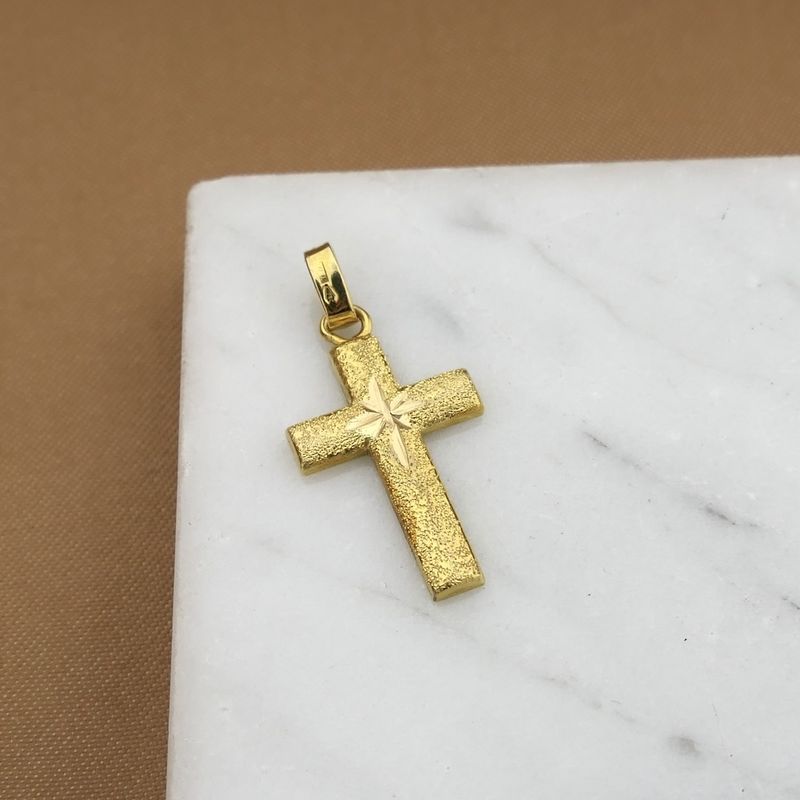 Image 7 of 18K Gold Cross Pendant | Diamond-cut