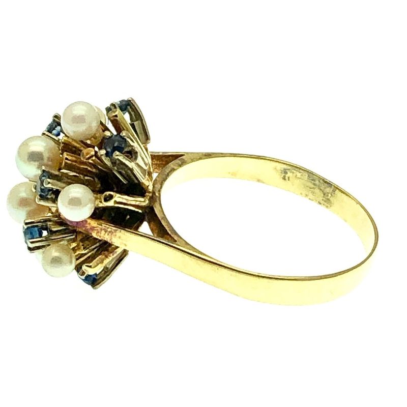Image 3 of Gold cocktail ring with sapphire and freshwater pearl