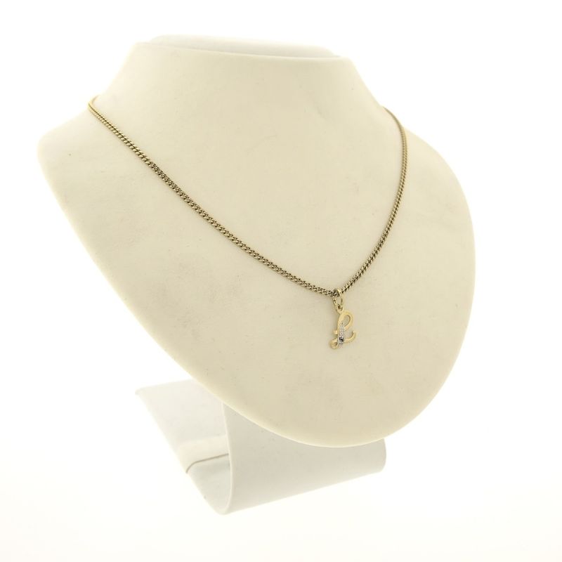 Image 5 of Gold pendant of the letter L with diamond | 0.015 ct.
