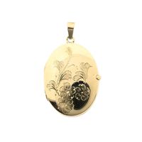 Gold medallion pendant; Floral design