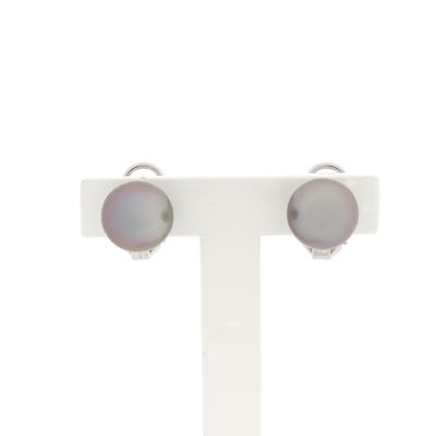 Image 1 of White gold clip-on earrings with Tahitian pearl