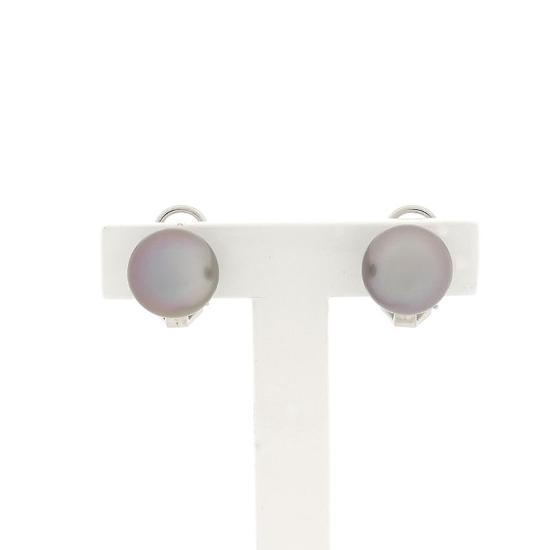 Image 4 of White gold clip-on earrings with Tahitian pearl