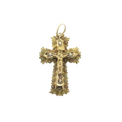 Gold antique pendant of a cross with corpus | INRI Image 1 of Gold antique pendant of a cross with corpus | INRI