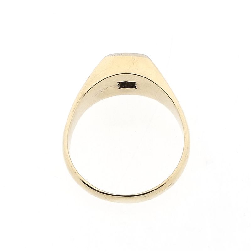 Afbeelding 4 van Bicolor gouden zegelring met diamant 0,09 ct.