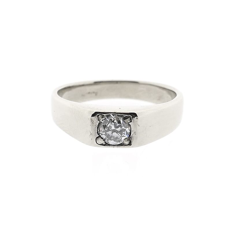 Image 3 of White Gold Solitaire Ring; 0.35 ct Diamond; 14K; Size 18
