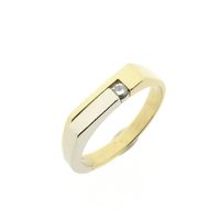 Two-tone gold ring with diamond; 0.03 ct.