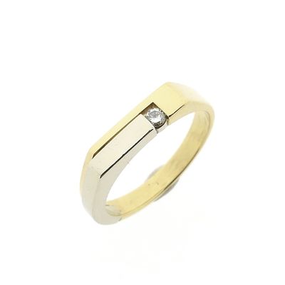 Image 1 of Two-tone gold ring with diamond; 0.03 ct.