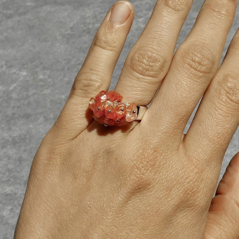 Image 5 of Silver ring with rose quartz beads