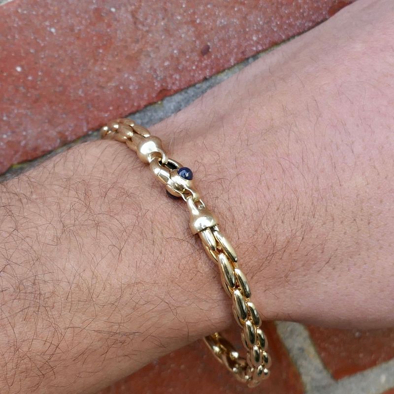 Image 9 of Golden Cardano Link Bracelet with Sapphire