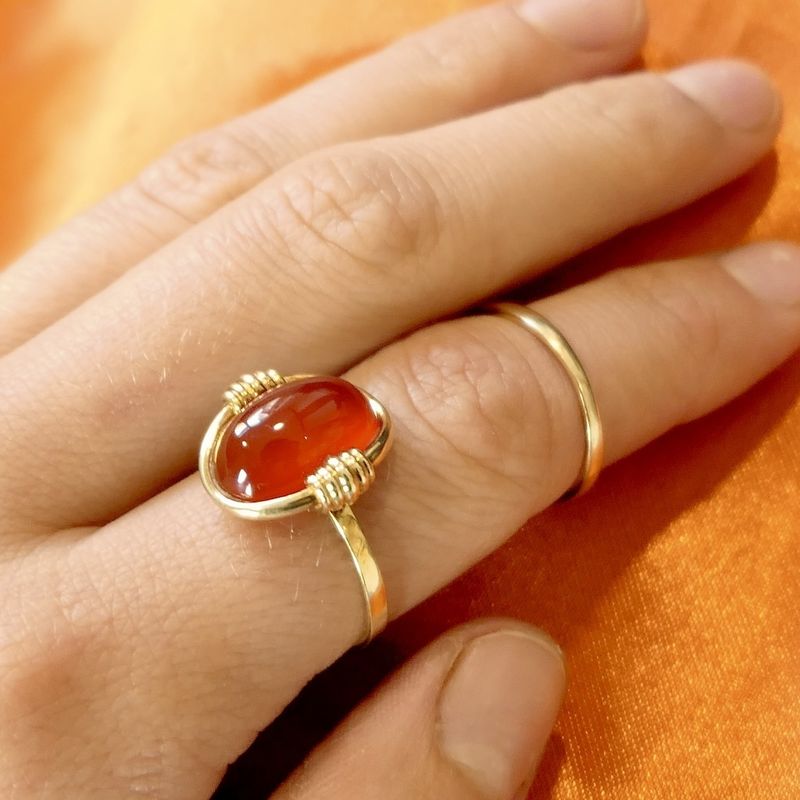 Image 3 of Gold ring with fire opal