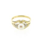 Image 3 of Vintage gold ring with pearl and diamond | 0.04 ct.