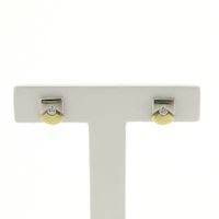 Bicolor gold stud earrings with zirconia