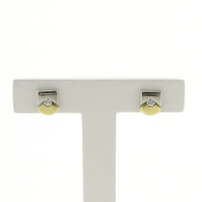 Image 1 of Bicolor gold stud earrings with zirconia