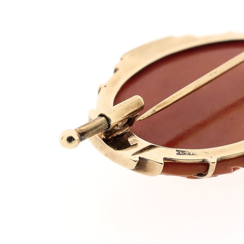 Afbeelding 6 van Gouden broche met camee; bloedkoraal