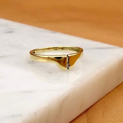 Gold ring with diamond; 0.01 ct. Image 2 of Gold ring with diamond; 0.01 ct.