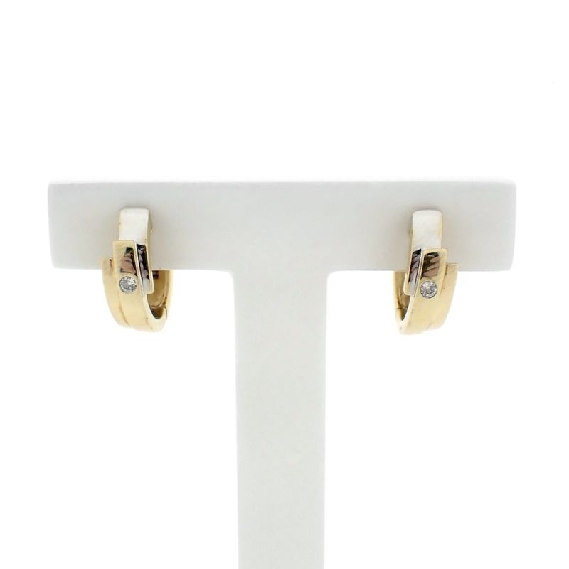 Image 4 of Two-tone gold hoop earrings with zirconia; Ø 15.1 mm