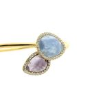 Image 6 of Gold bangle with chalcedony and zirconia; Size S/M