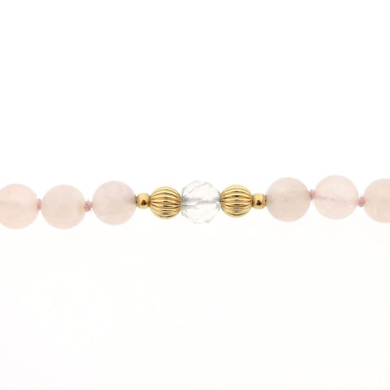 Image 6 of Rose quartz bead necklace with gold decorative clasp