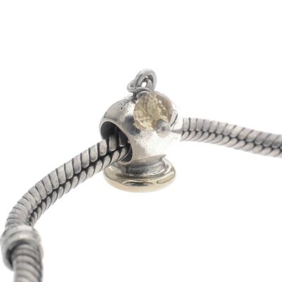 Image 2 of Pandora charm with pendant; Silver with gold; Golden Circle