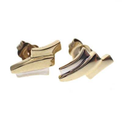 Image 1 of Bicolor gold fantasy stud earrings