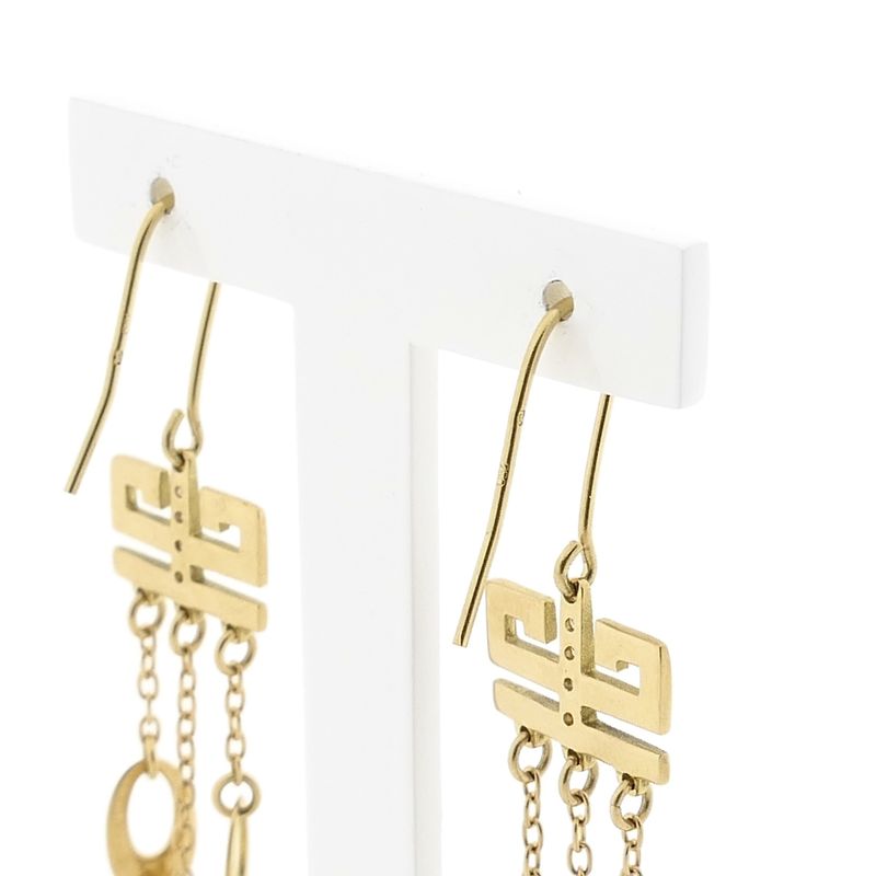 Image 4 of Gold Earrings with Meander and Charms