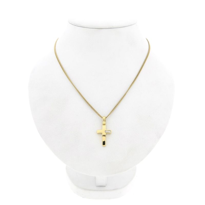 Afbeelding 3 van Bicolor gouden hanger van een kruis