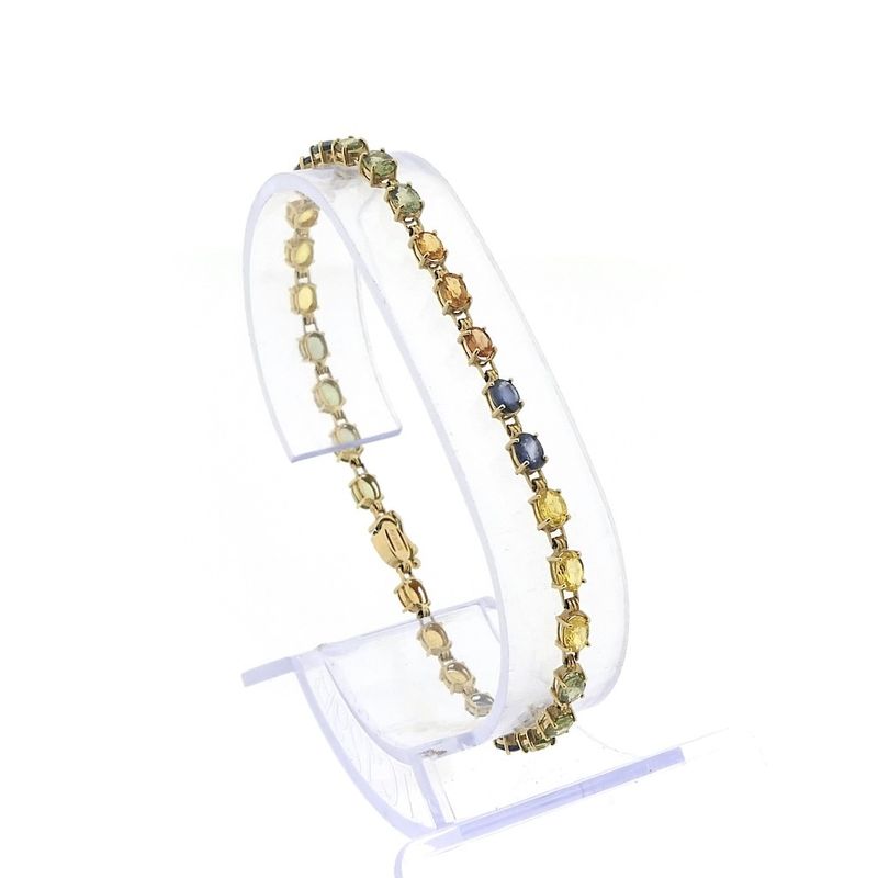Image 1 of Gold bracelet with colored sapphire | 18.5 cm