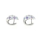 Image 12 of White gold domed stud earrings with aquamarine and amethyst