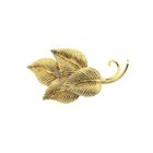 Image 1 of Gold brooch of leaves with sapphire