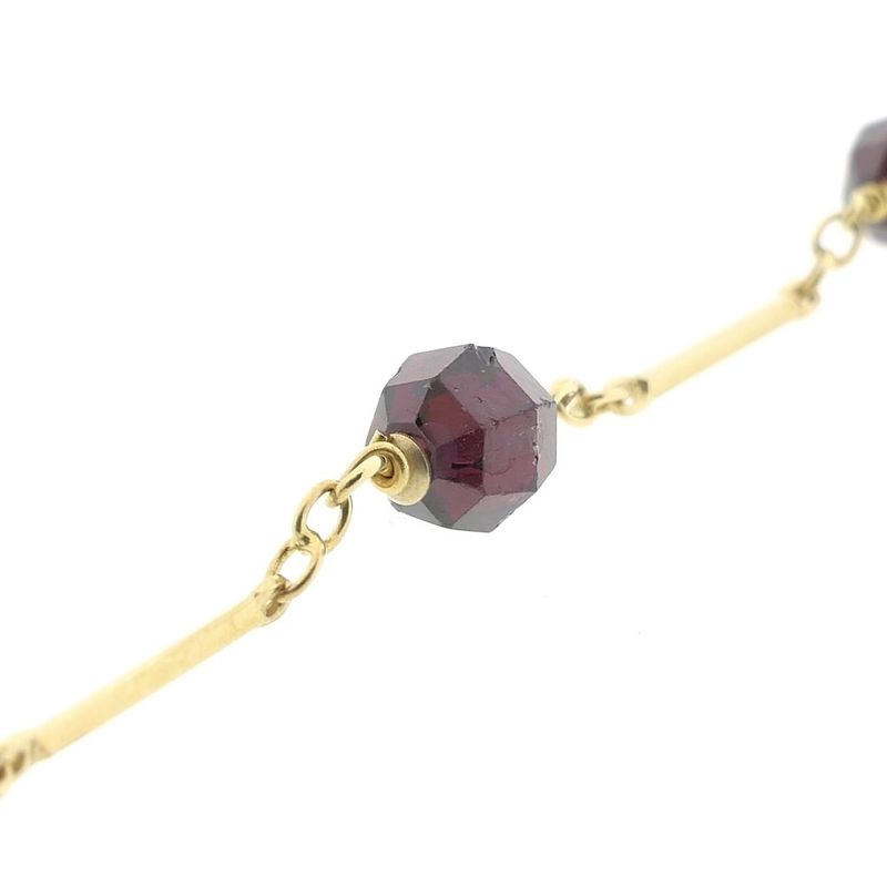 Image 10 of Gold bar link bracelet with garnet