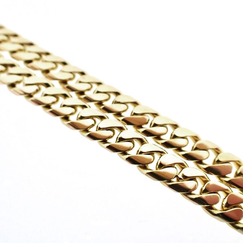 Image 3 of Gold flat gourmet link chain; Karakaş | 54 cm