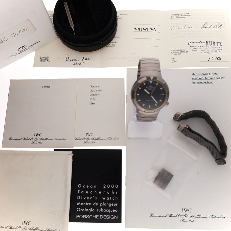 Afbeelding 14 van IWC Porsche Design Ocean 2000 IW3500; Vintage Heren Horloge (Full-Set 1988)