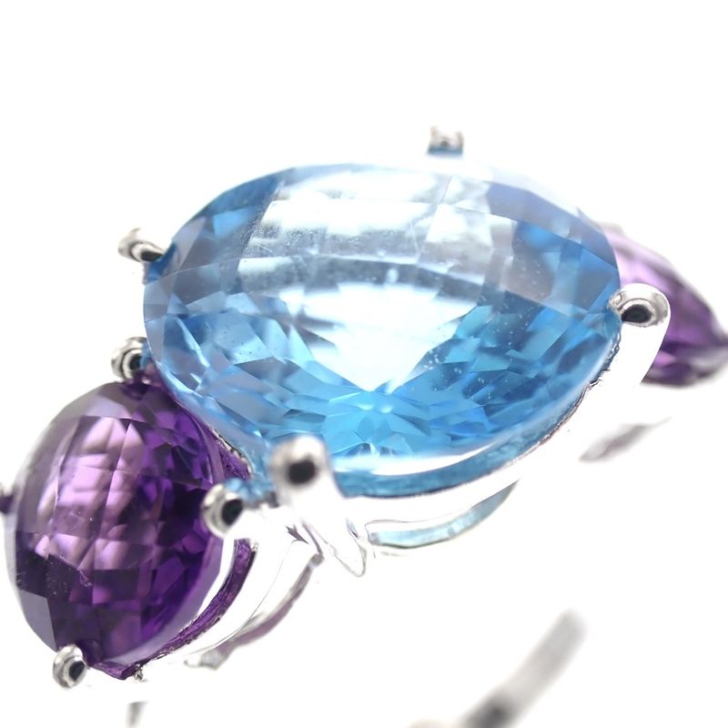 Image 3 of White gold cluster ring with large zirconias