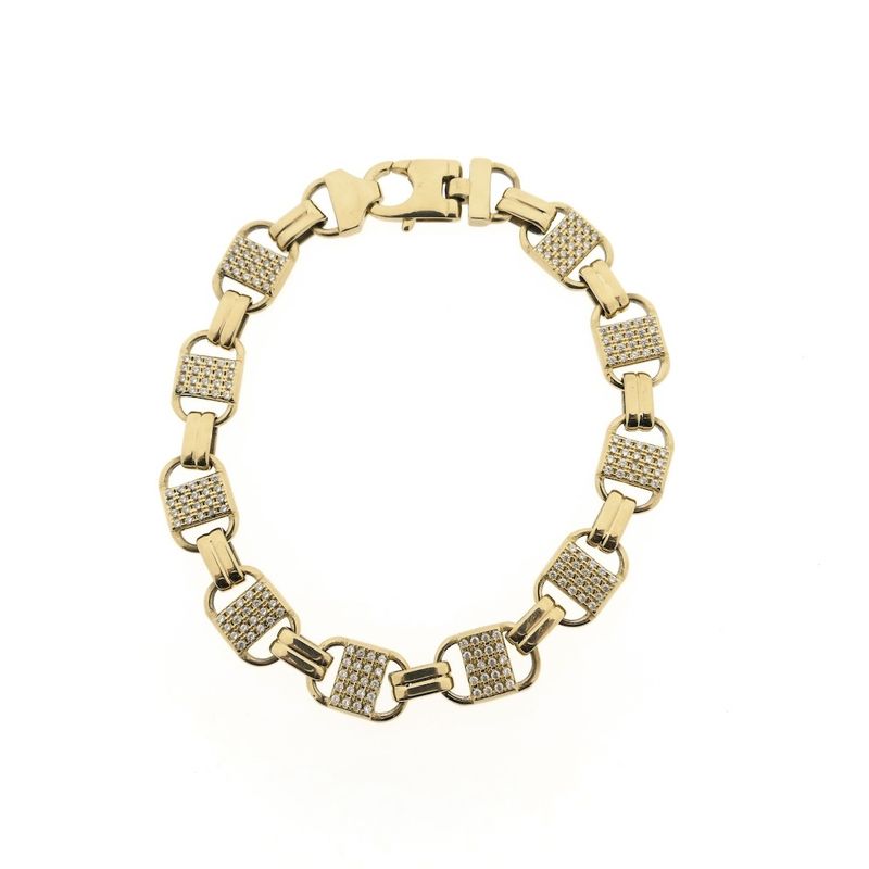 Image 3 of Gold link bracelet with zirconia; 22 cm