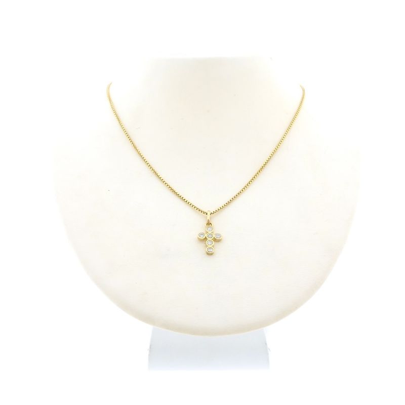 Image 3 of Gold cross pendant with zirconia