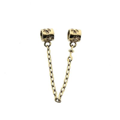 Pandora charm; Gold; Hawthorn Flower Safety Chain Image 1 of Pandora charm; Gold; Hawthorn Flower Safety Chain