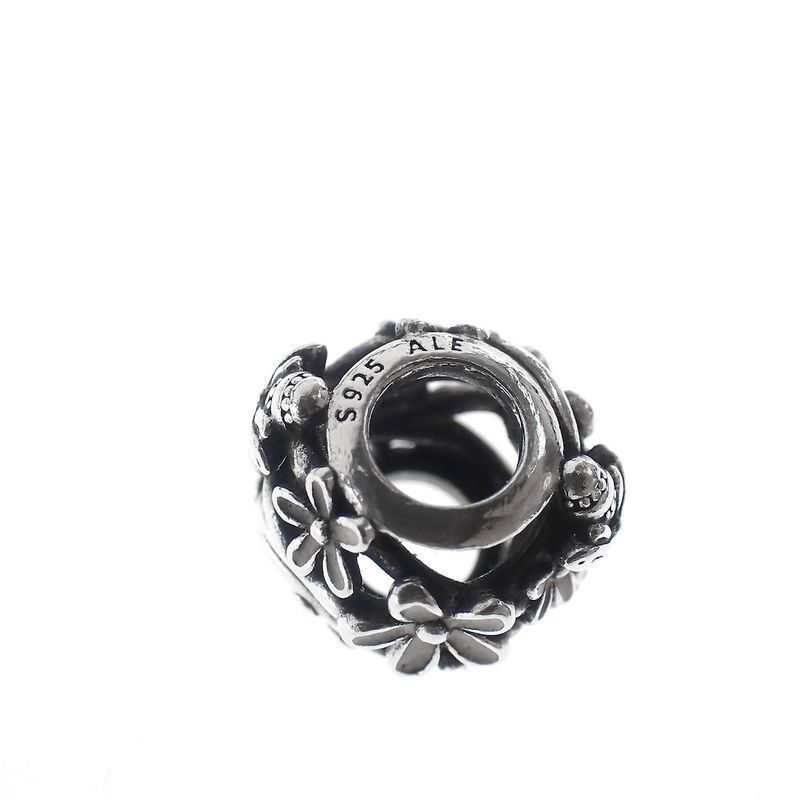 Image 6 of Pandora charm; Silver; White Daisy