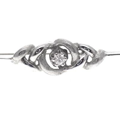 Image 2 of White gold brooch with diamond; 0.04 ct.