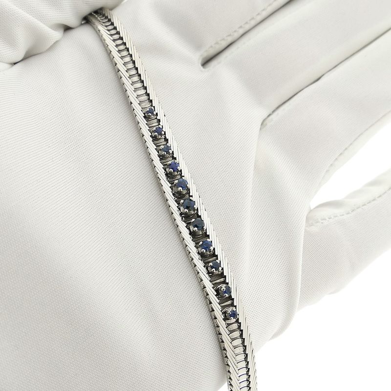 Image 12 of White gold link bracelet with sapphire
